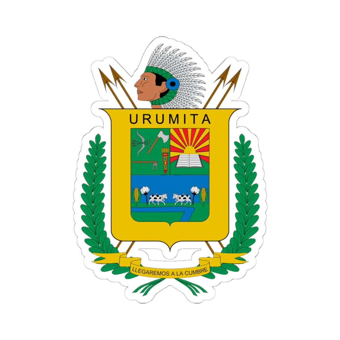 Escudo de Urumita (Colombia) (Coat of Arms) STICKER Vinyl Kiss-Cut Decal 6 Inch White - The Sticker Space