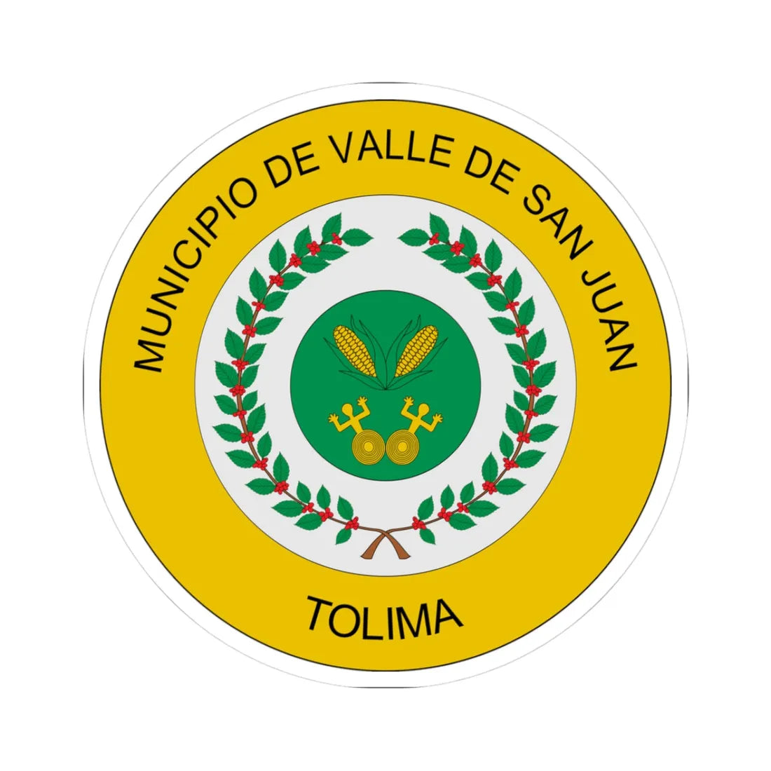 Escudo de Valle de San Juan Tolima (Colombia) (Coat of Arms) STICKER Vinyl Kiss-Cut Decal 3 Inch White - The Sticker Space