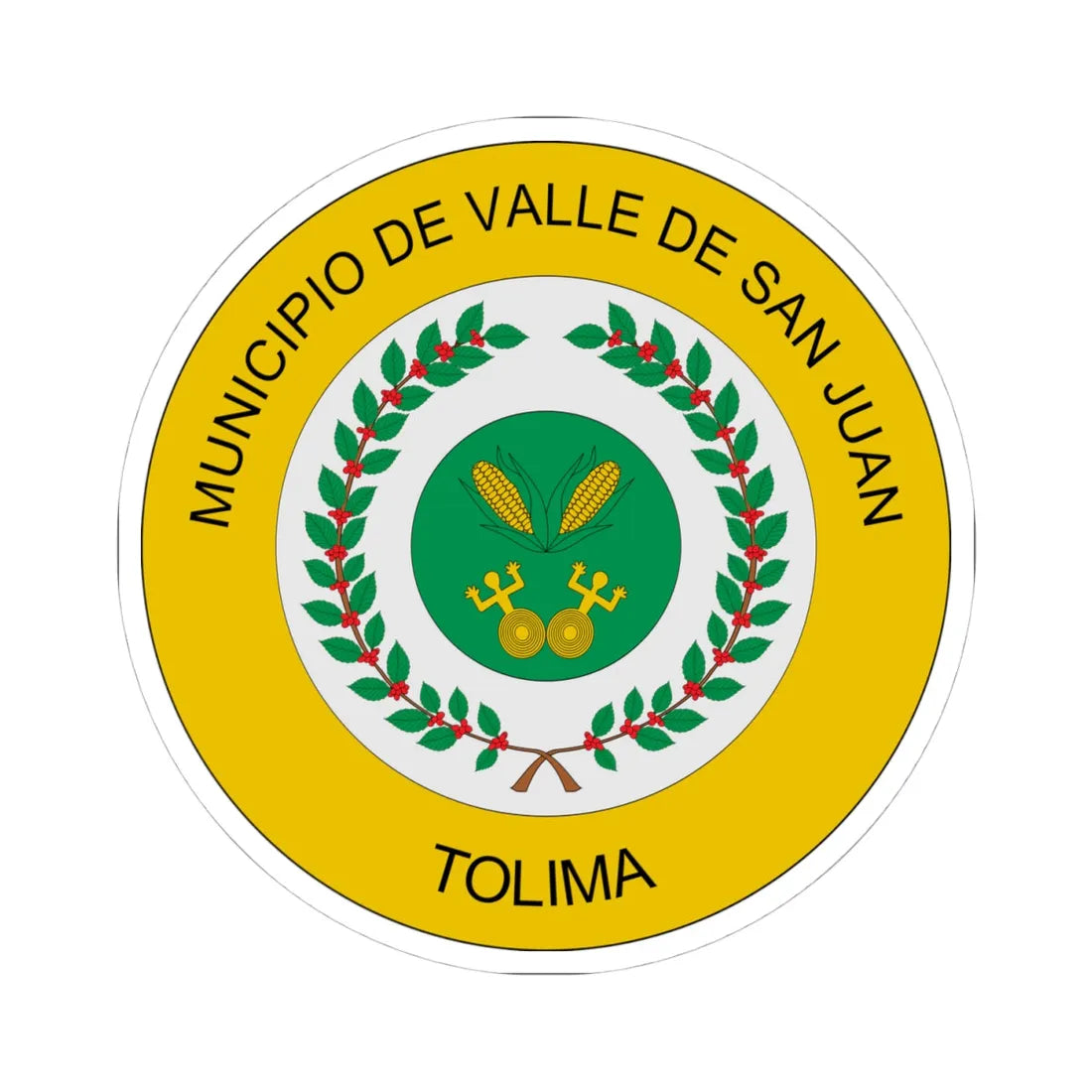 Escudo de Valle de San Juan Tolima (Colombia) (Coat of Arms) STICKER Vinyl Kiss-Cut Decal 4 Inch White - The Sticker Space