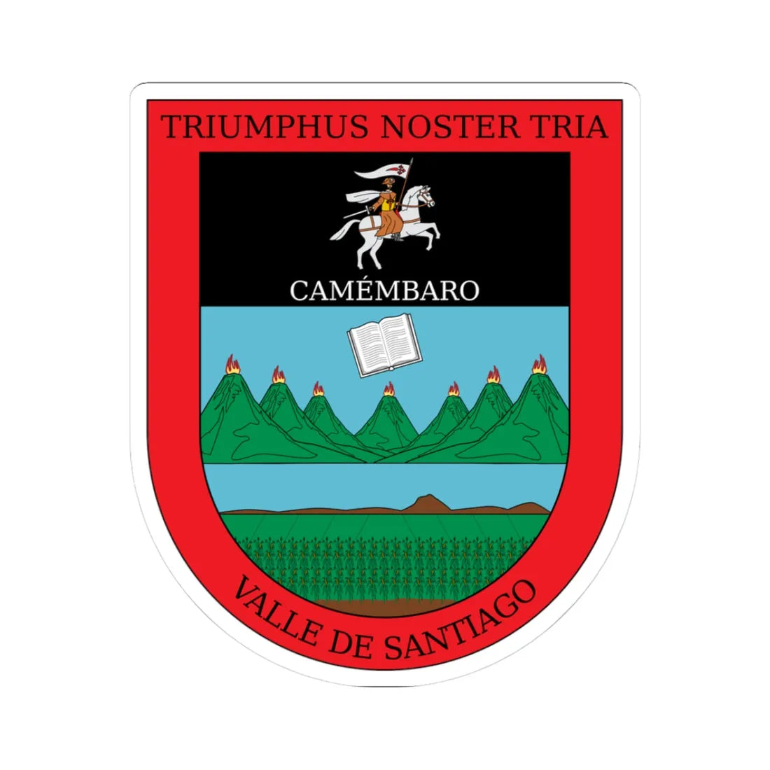 Escudo de Valle de Santiago Guanajuato México (Mexico) (Coat of Arms) STICKER Vinyl Kiss-Cut Decal 3 Inch White - The Sticker Space