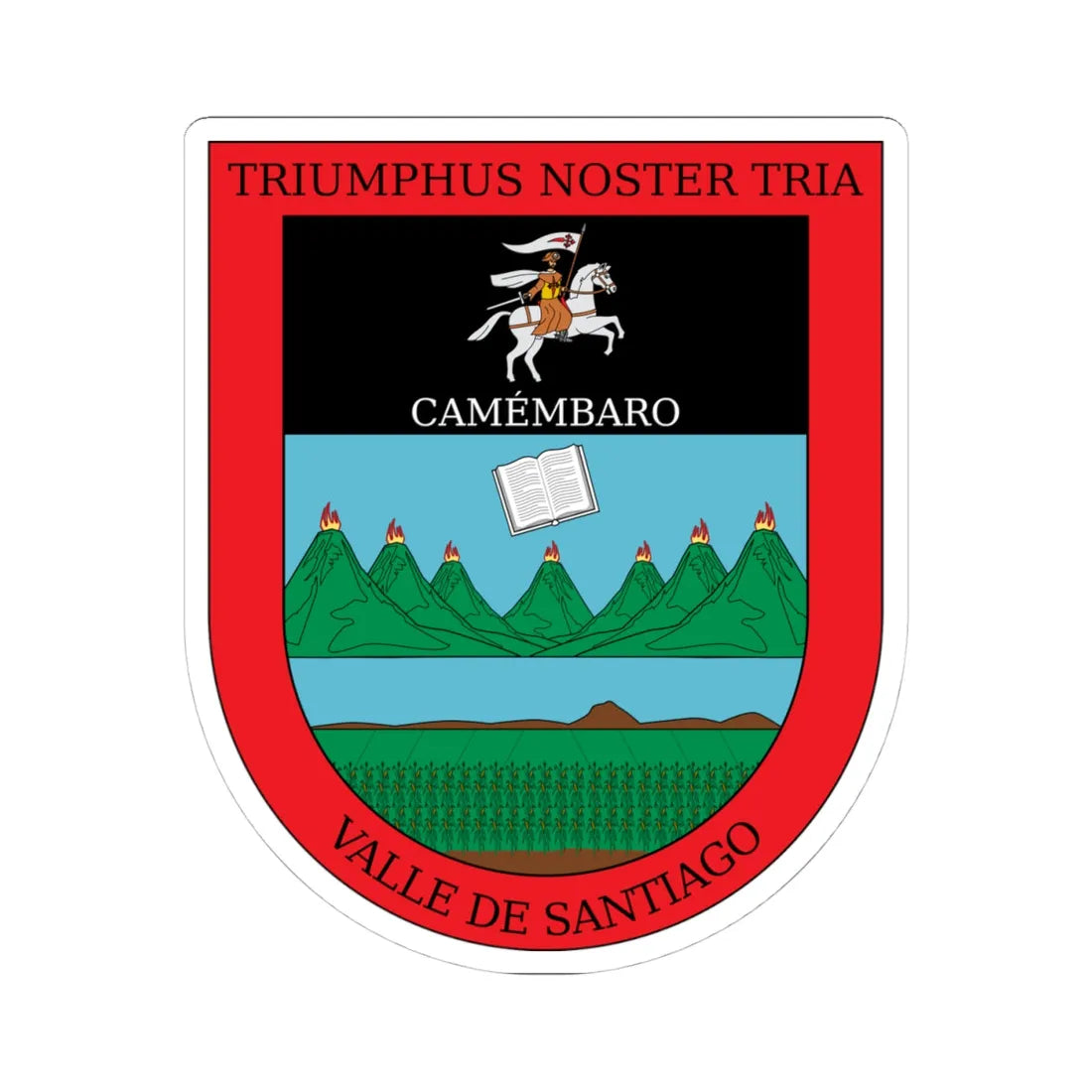 Escudo de Valle de Santiago Guanajuato México (Mexico) (Coat of Arms) STICKER Vinyl Kiss-Cut Decal 4 Inch White - The Sticker Space