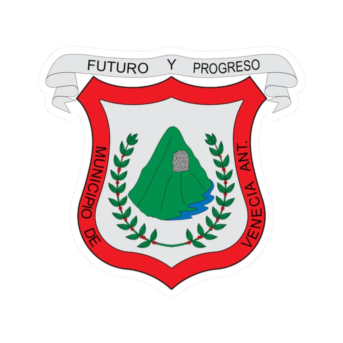 Escudo de Venecia Antioquia (Colombia) (Coat of Arms) STICKER Vinyl Kiss-Cut Decal 2 Inch White - The Sticker Space