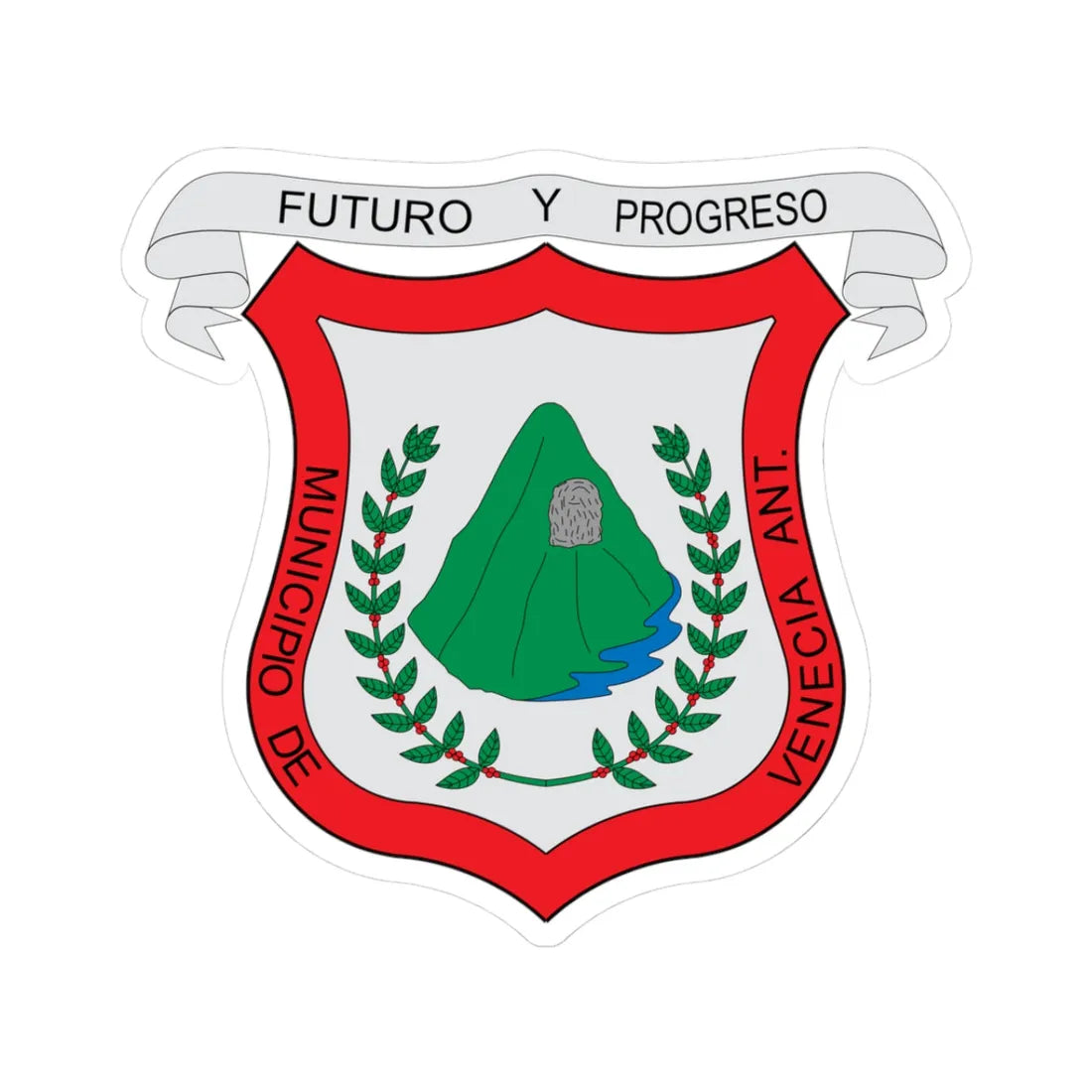 Escudo de Venecia Antioquia (Colombia) (Coat of Arms) STICKER Vinyl Kiss-Cut Decal 3 Inch White - The Sticker Space