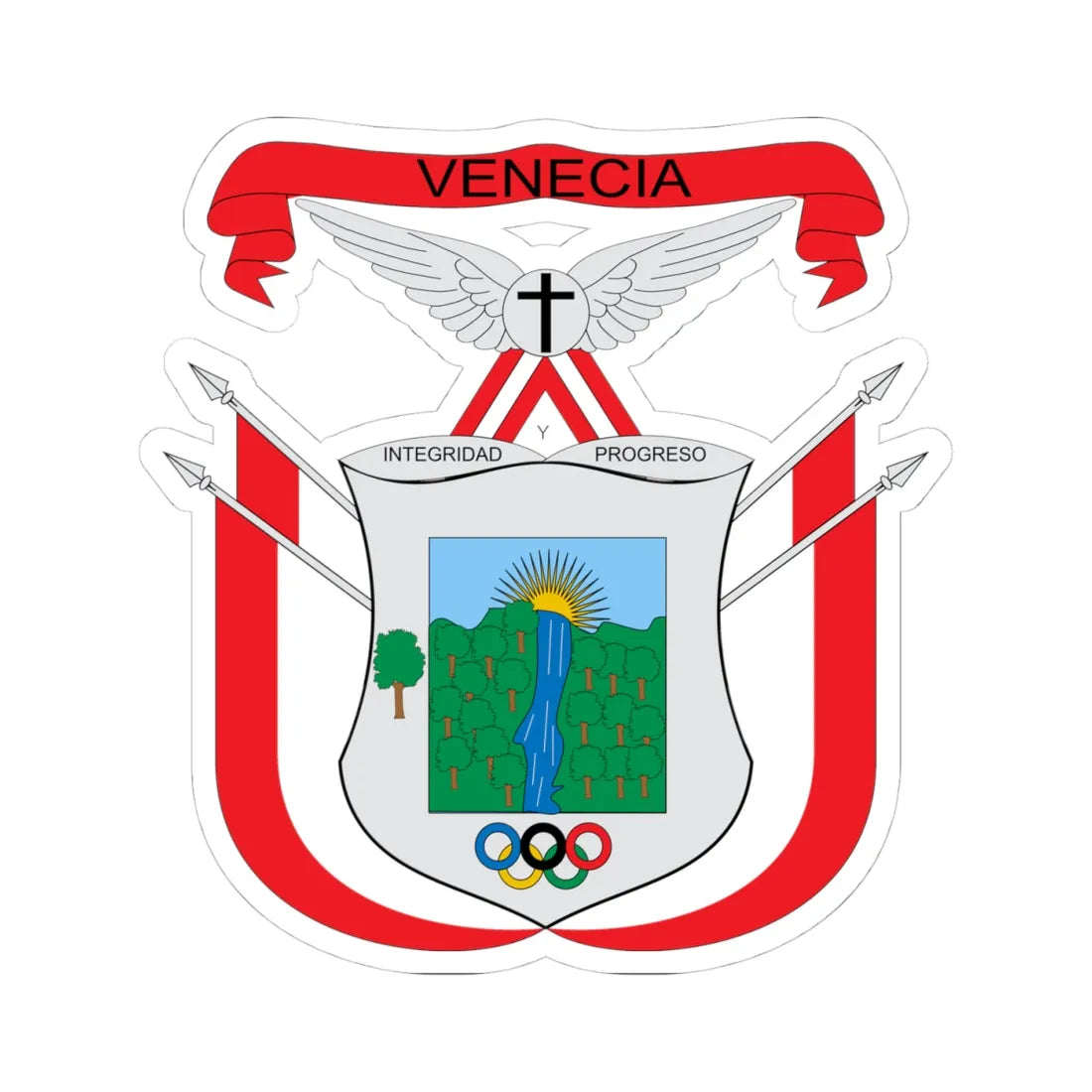 Escudo de Venecia Cundinamarca (Colombia) (Coat of Arms) STICKER Vinyl Kiss-Cut Decal 4 Inch White - The Sticker Space