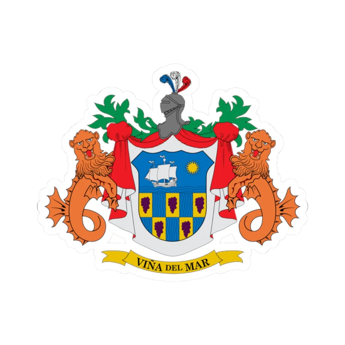 Escudo de Viña del Mar (Chile) (Coat of Arms) STICKER Vinyl Kiss-Cut Decal 2 Inch White - The Sticker Space
