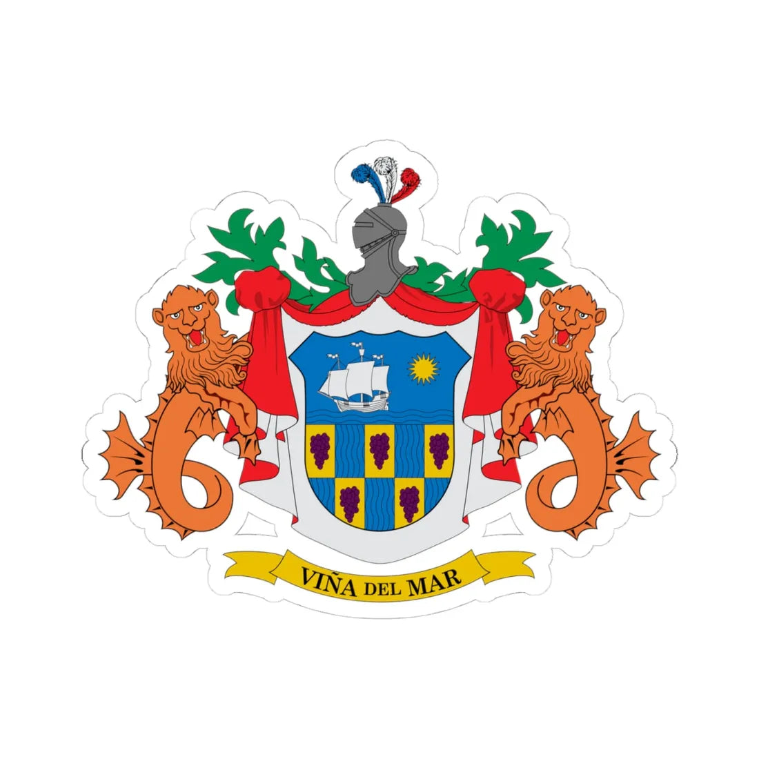 Escudo de Viña del Mar (Chile) (Coat of Arms) STICKER Vinyl Kiss-Cut Decal 4 Inch White - The Sticker Space
