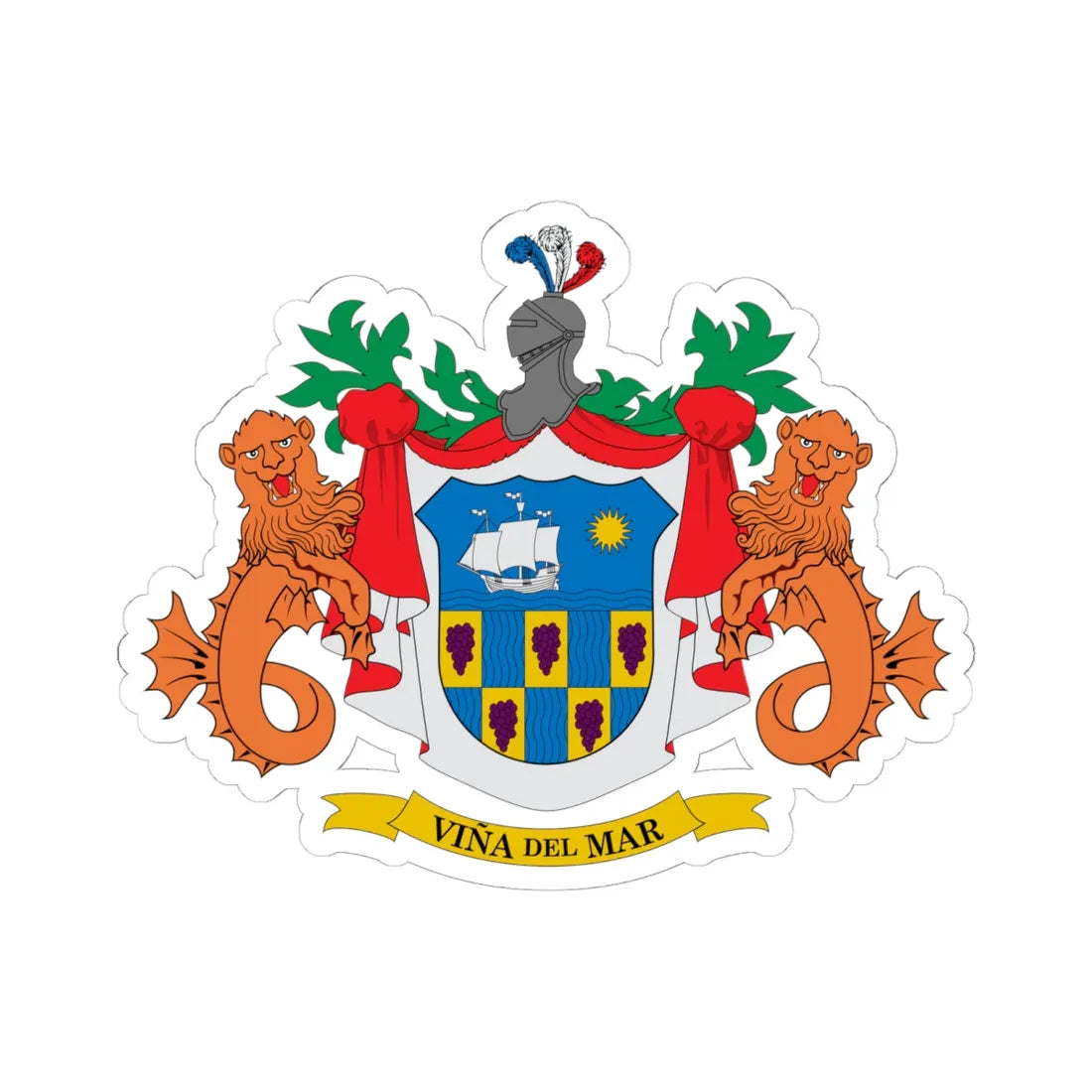 Escudo de Viña del Mar (Chile) (Coat of Arms) STICKER Vinyl Kiss-Cut Decal 6 Inch White - The Sticker Space