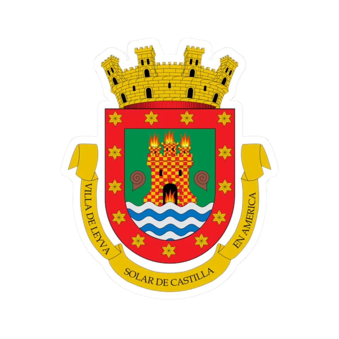 Escudo de Villa de Leyva (Colombia) (Coat of Arms) STICKER Vinyl Kiss-Cut Decal 2 Inch White - The Sticker Space
