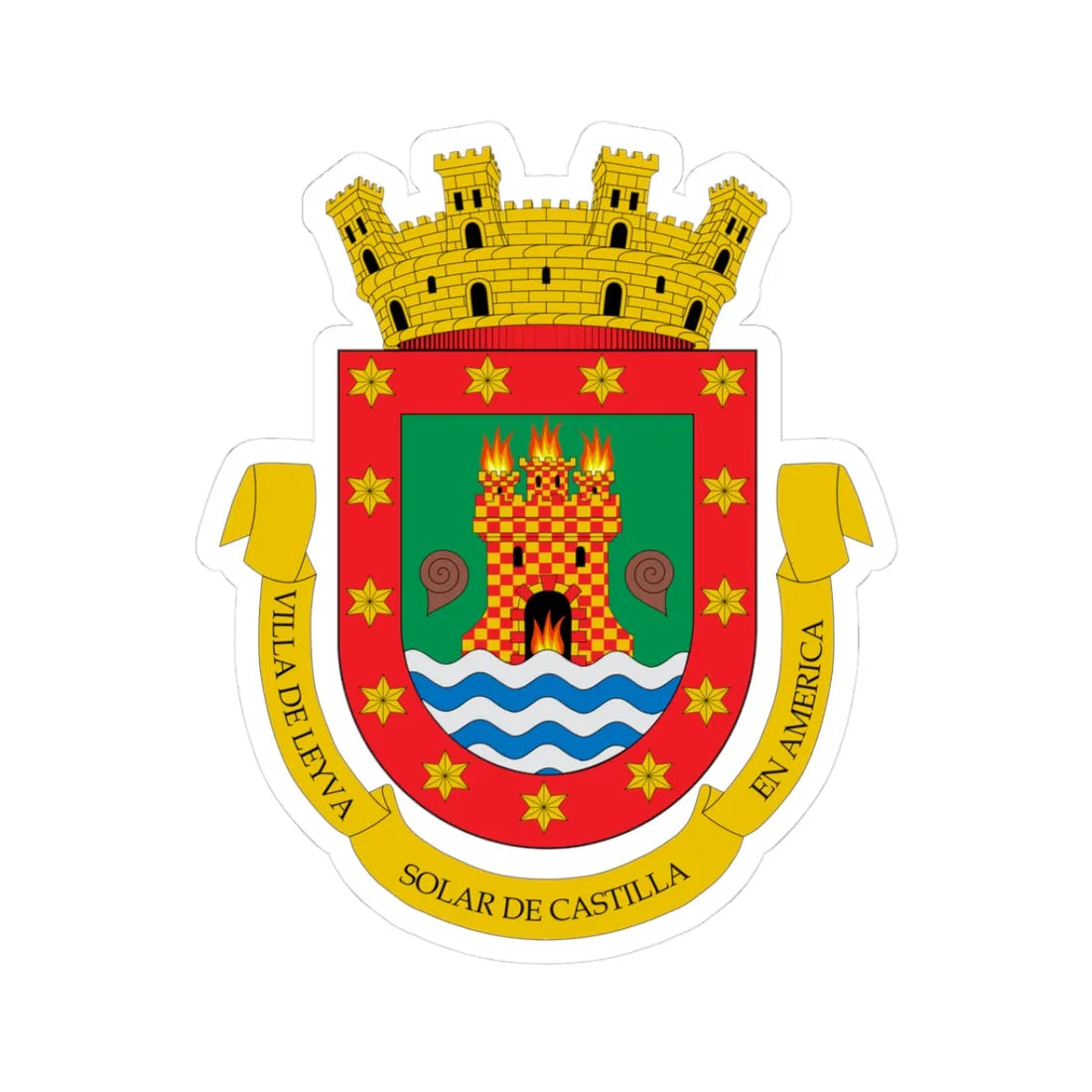 Escudo de Villa de Leyva (Colombia) (Coat of Arms) STICKER Vinyl Kiss-Cut Decal 3 Inch White - The Sticker Space