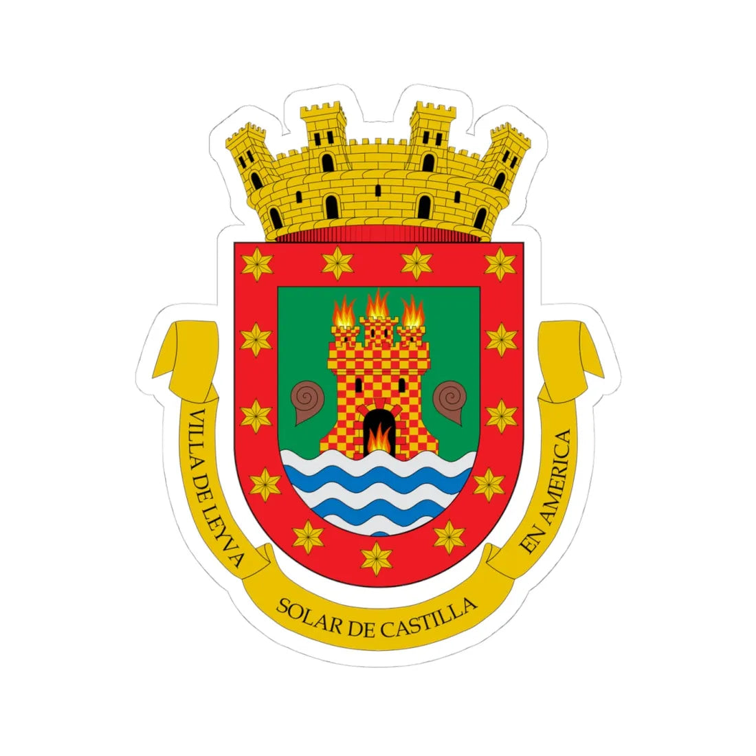 Escudo de Villa de Leyva (Colombia) (Coat of Arms) STICKER Vinyl Kiss-Cut Decal 4 Inch White - The Sticker Space