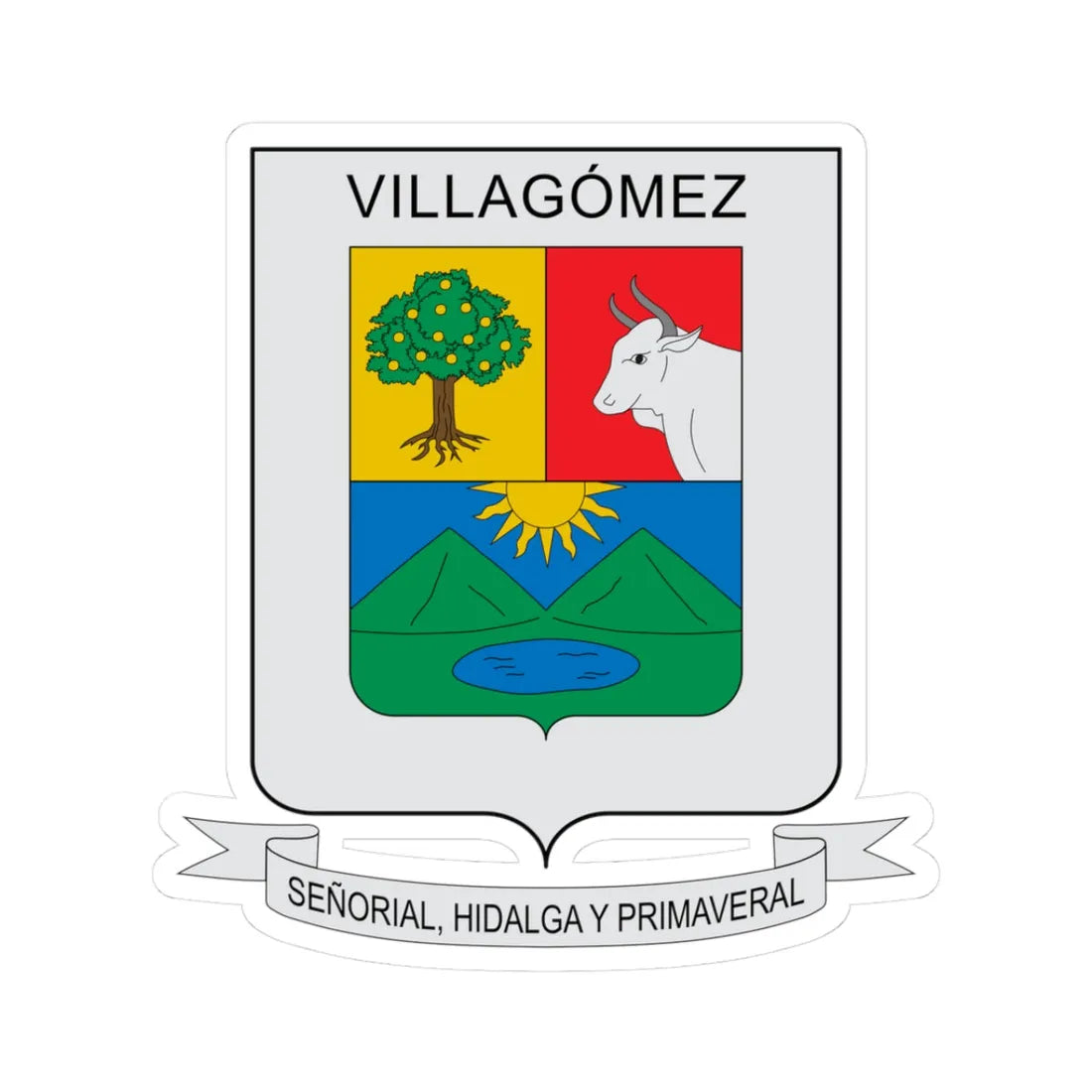 Escudo de Villagomez (Colombia) (Coat of Arms) STICKER Vinyl Kiss-Cut Decal 3 Inch White - The Sticker Space