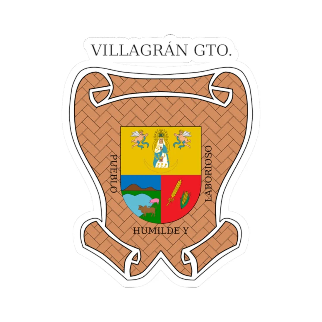 Escudo de Villagrán Guanajuato México (Mexico) (Coat of Arms) STICKER Vinyl Kiss-Cut Decal 2 Inch White - The Sticker Space