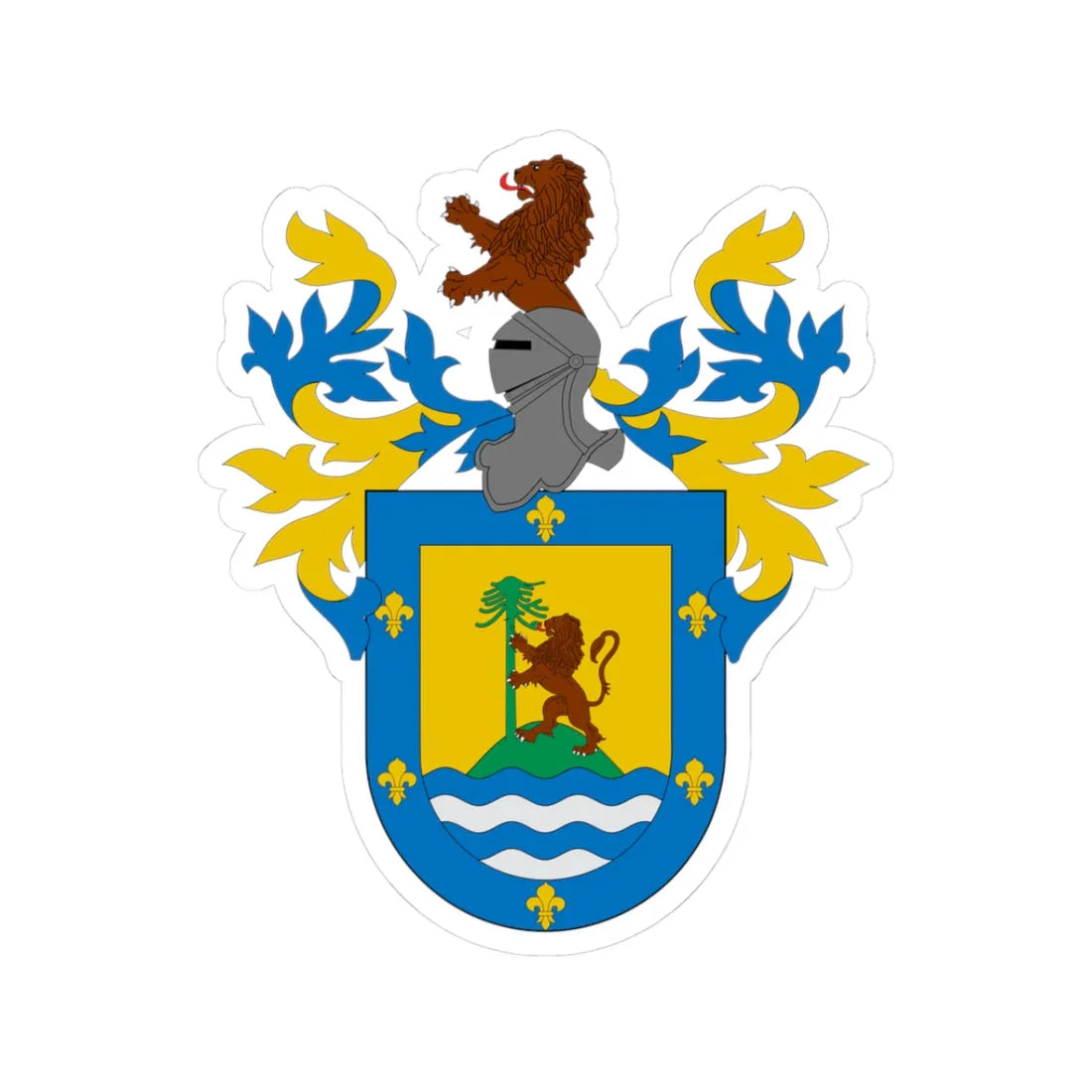 Escudo de Villarrica (Chile) (Coat of Arms) STICKER Vinyl Kiss-Cut Decal 3 Inch White - The Sticker Space