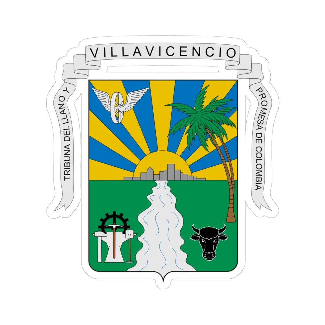 Escudo de Villavicencio (Colombia) (Coat of Arms) STICKER Vinyl Kiss-Cut Decal 4 Inch White - The Sticker Space