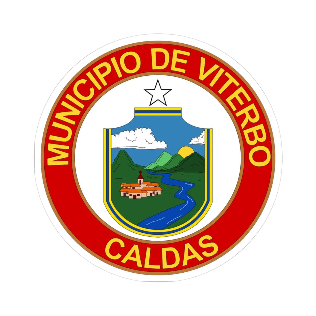 Escudo de Viterbo - Caldas (Colombia) (Coat of Arms) STICKER Vinyl Kiss-Cut Decal 3 Inch White - The Sticker Space