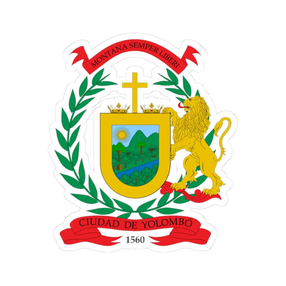 Escudo de Yolombó (Colombia) (Coat of Arms) STICKER Vinyl Kiss-Cut Decal 3 Inch White - The Sticker Space