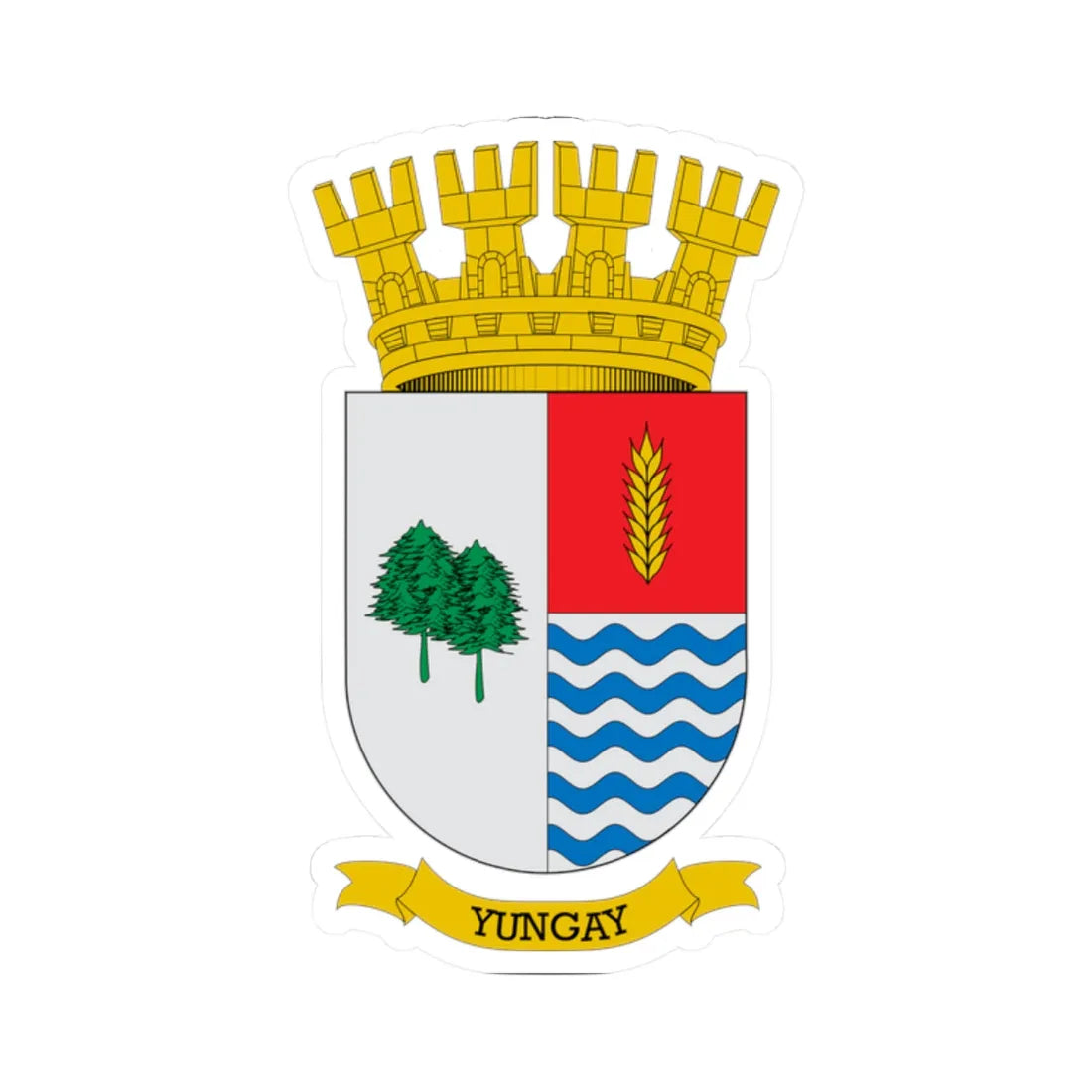 Escudo de Yungay (Chile) (Coat of Arms) STICKER Vinyl Kiss-Cut Decal 2 Inch White - The Sticker Space