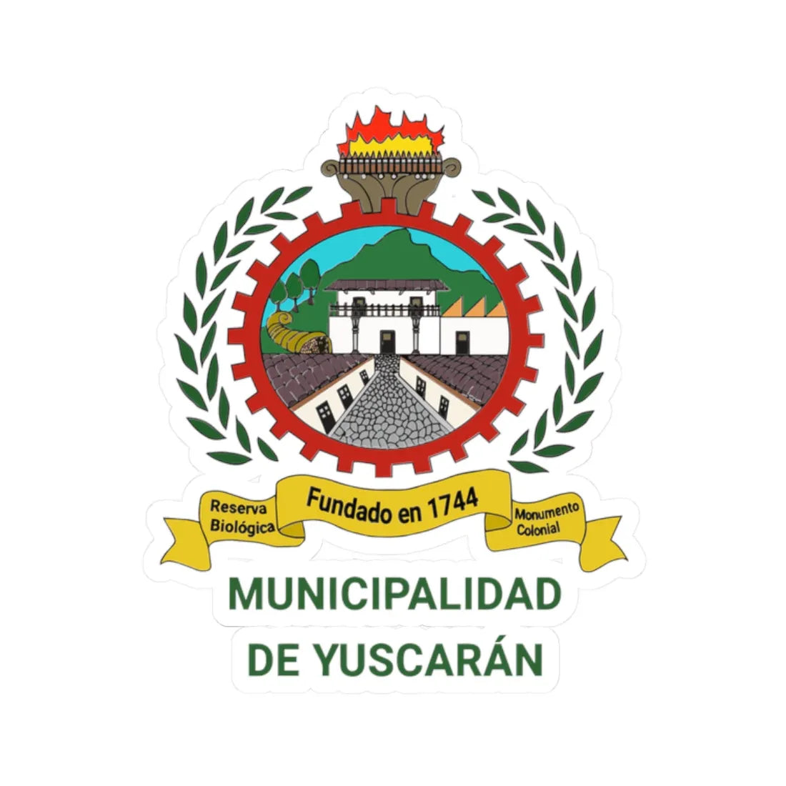 Escudo de Yuscaran (Honduras) (Coat of Arms) STICKER Vinyl Kiss-Cut Decal 2 Inch White - The Sticker Space