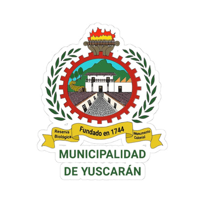 Escudo de Yuscaran (Honduras) (Coat of Arms) STICKER Vinyl Kiss-Cut Decal 4 Inch White - The Sticker Space
