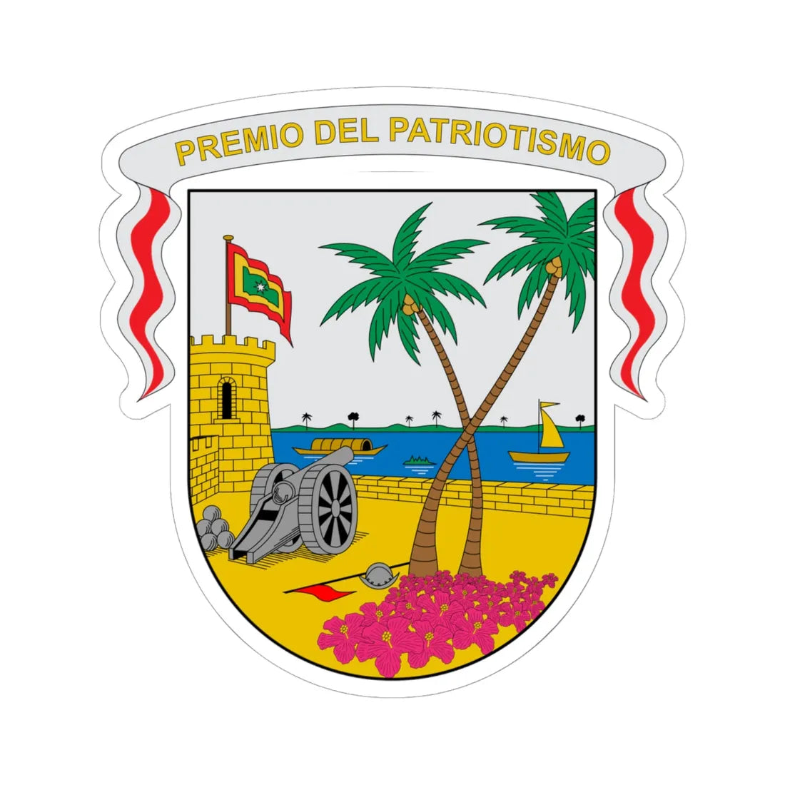 Escudo del Atlántico (Colombia) (Coat of Arms) STICKER Vinyl Kiss-Cut Decal 6 Inch White - The Sticker Space
