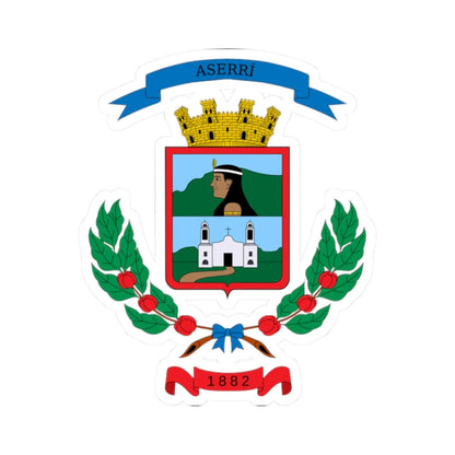 Escudo del cantón de Aserrí (Costa Rica) (Coat of Arms) STICKER Vinyl Kiss-Cut Decal 2 Inch White - The Sticker Space