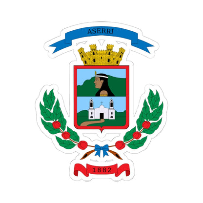 Escudo del cantón de Aserrí (Costa Rica) (Coat of Arms) STICKER Vinyl Kiss-Cut Decal 6 Inch White - The Sticker Space