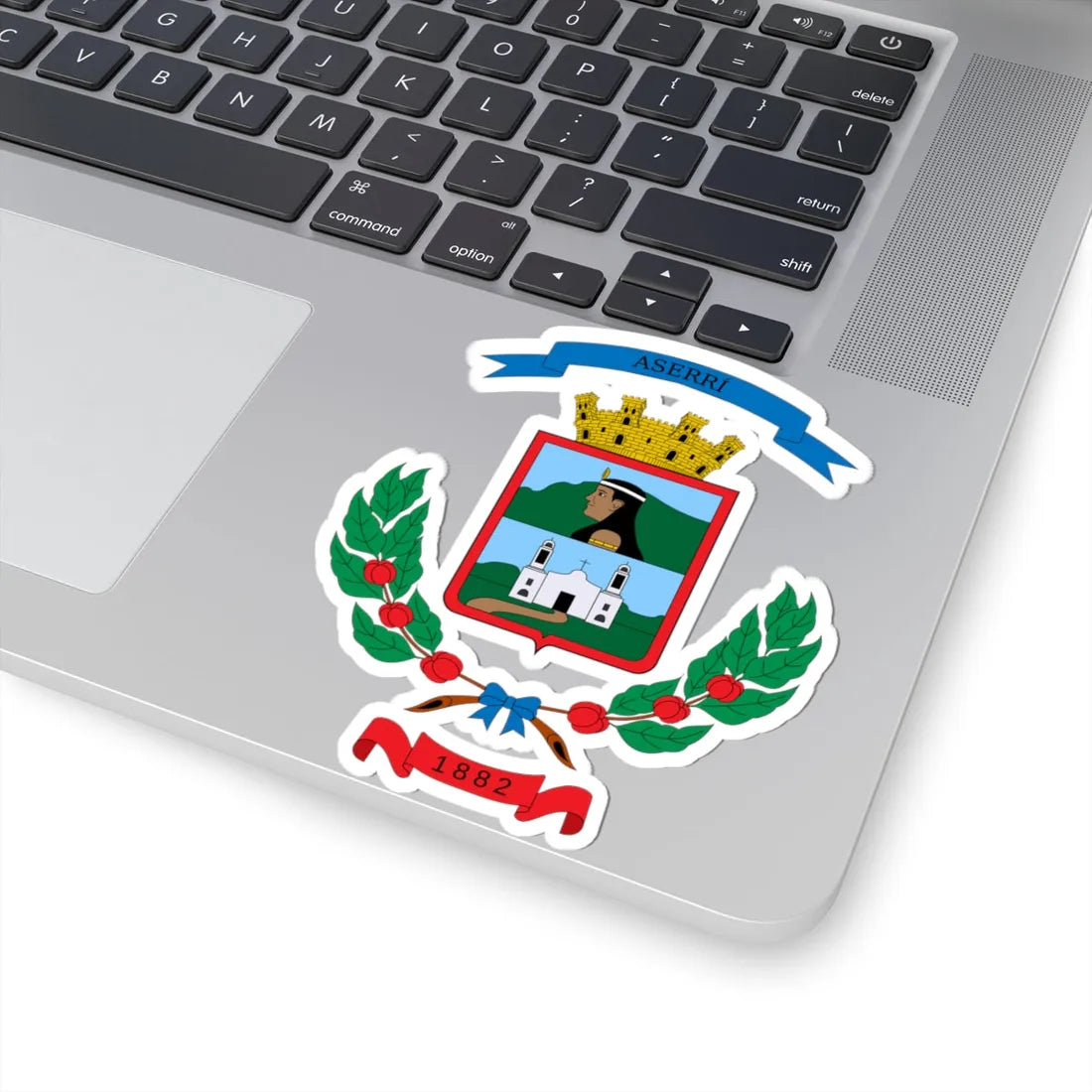 Escudo del cantón de Aserrí (Costa Rica) (Coat of Arms) STICKER Vinyl Kiss-Cut Decal - The Sticker Space