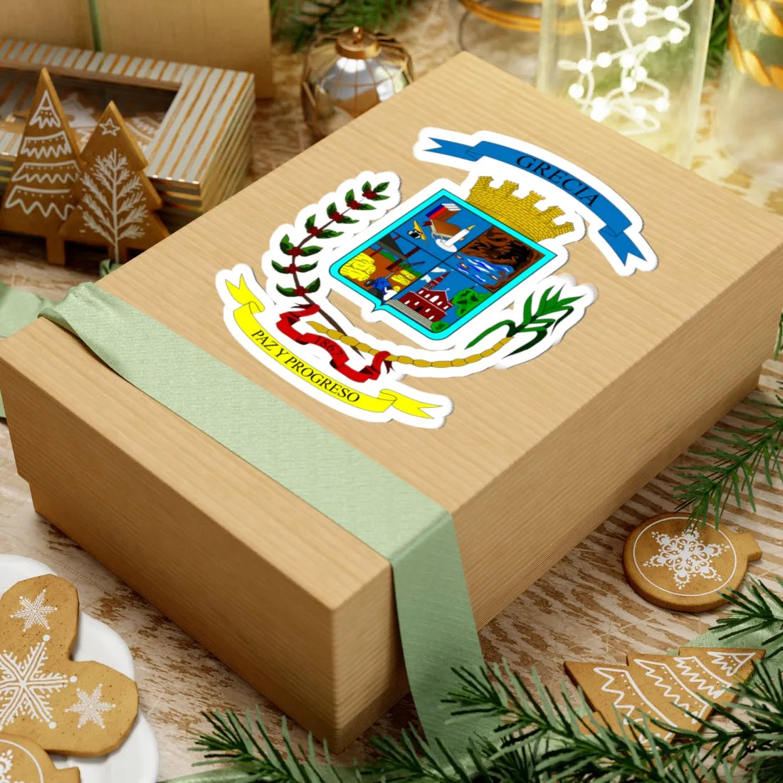 Escudo del Cantón de Grecia (Costa Rica) (Coat of Arms) STICKER Vinyl Kiss-Cut Decal - The Sticker Space