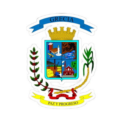 Escudo del Cantón de Grecia (Costa Rica) (Coat of Arms) STICKER Vinyl Kiss-Cut Decal - The Sticker Space