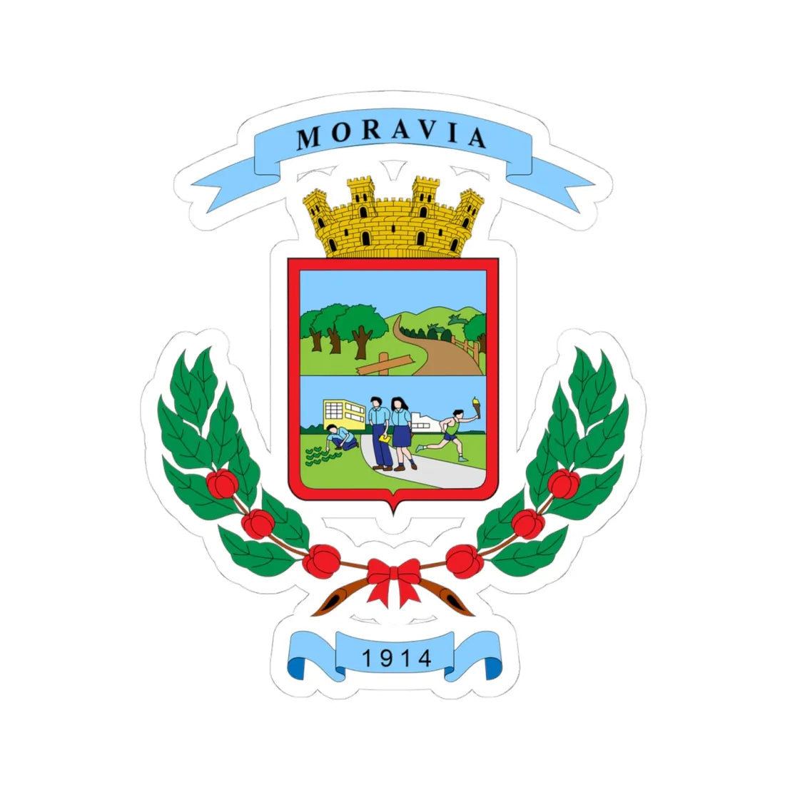 Escudo del cantón de Moravia (Costa Rica) (Coat of Arms) STICKER Vinyl Kiss-Cut Decal - The Sticker Space