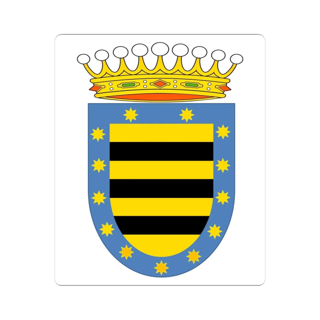 Escudo del Condado Santiago de la laguna (Mexico) (Coat of Arms) STICKER Vinyl Kiss-Cut Decal 4 Inch White - The Sticker Space