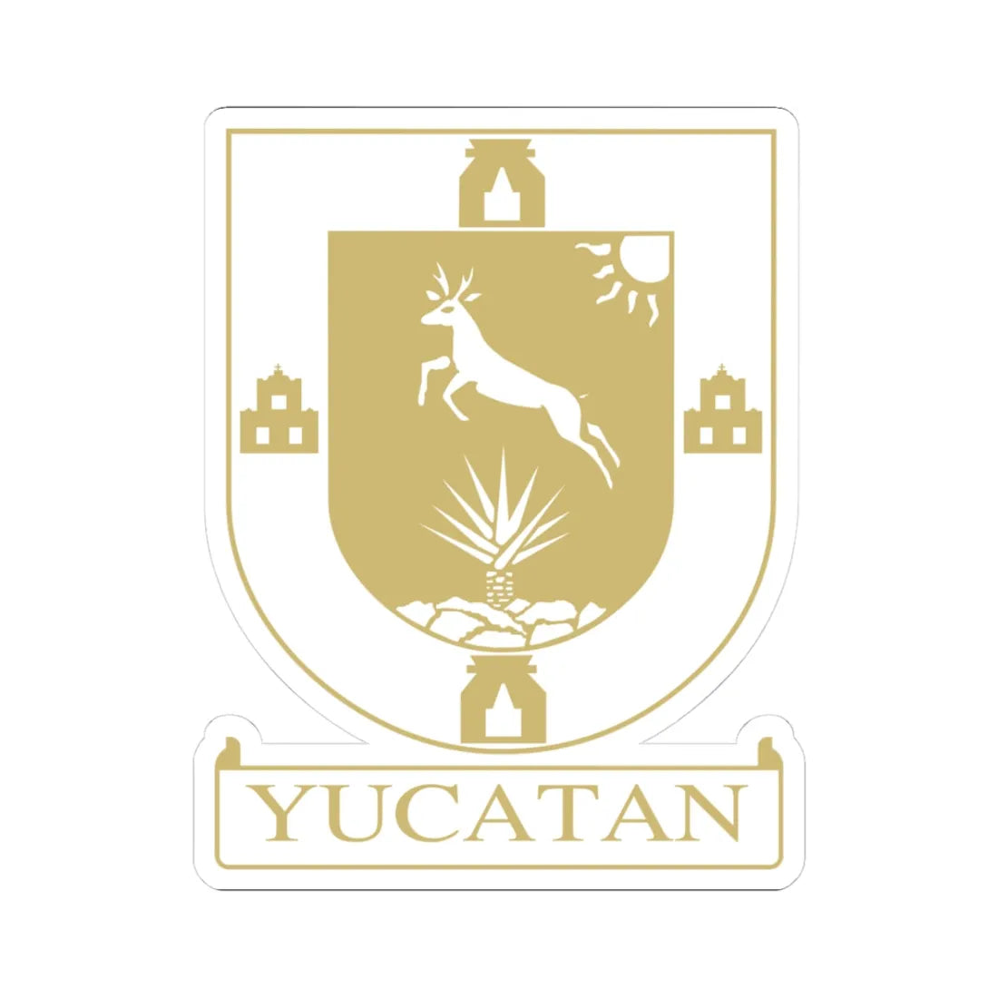 Escudo del Congreso de Yucatán (Mexico) (Coat of Arms) STICKER Vinyl Kiss-Cut Decal 3 Inch White - The Sticker Space