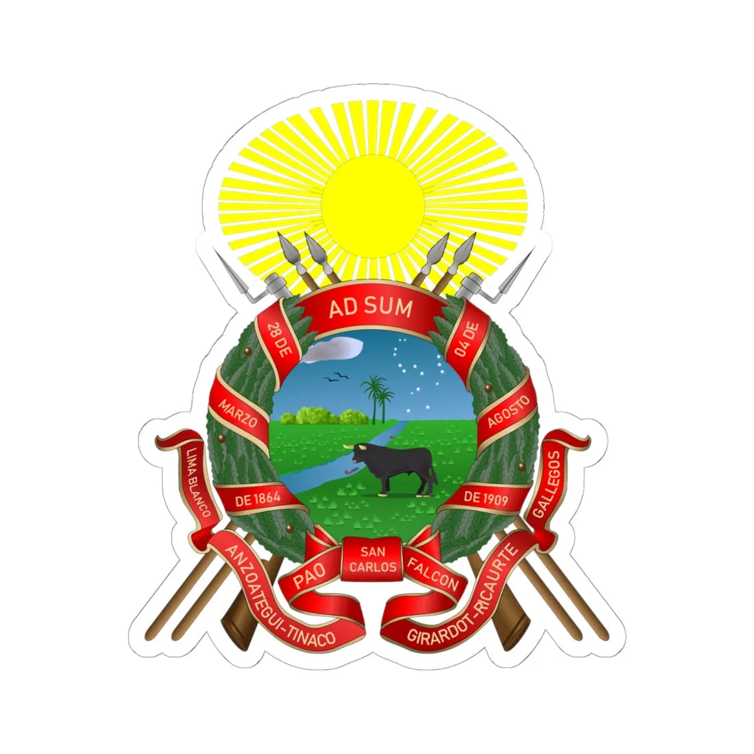 Escudo del estado Cojedes (Venezuela) (Coat of Arms) STICKER Vinyl Kiss-Cut Decal 6 Inch White - The Sticker Space