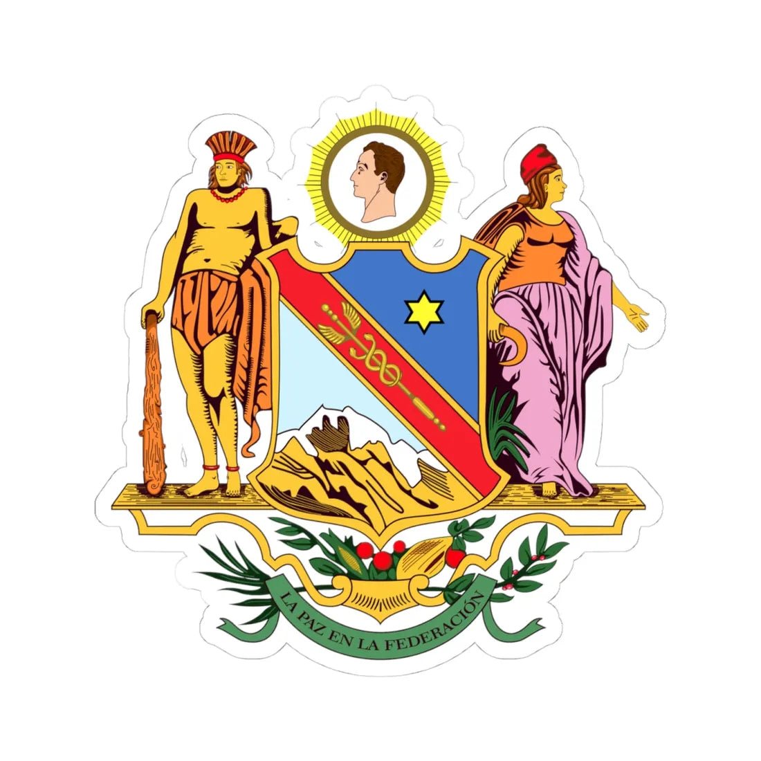 Escudo del Estado Delta Amacuro (Venezuela) (Coat of Arms) STICKER Vinyl Kiss-Cut Decal 4 Inch White - The Sticker Space