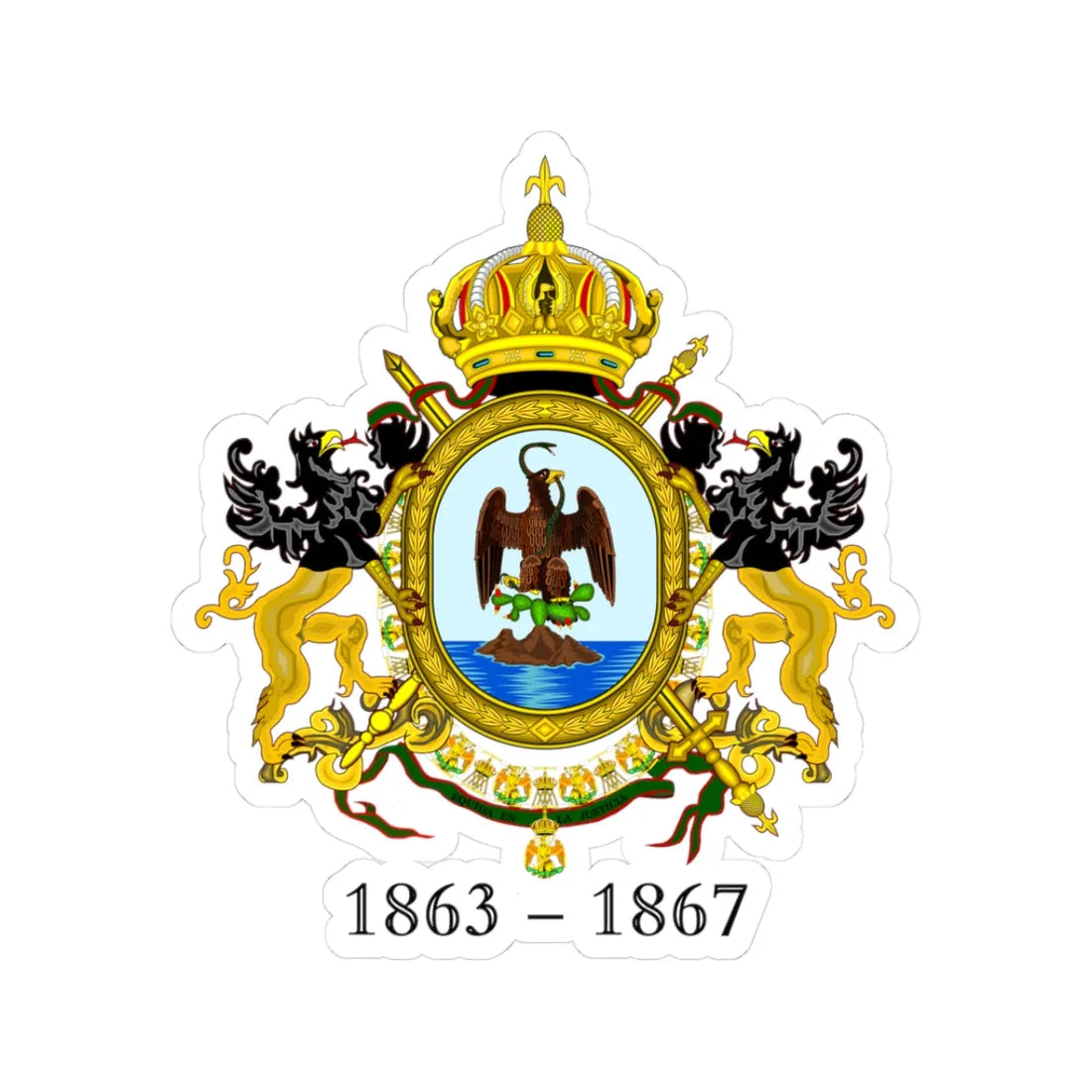 Escudo del Imperio 1863 a 1867 (Mexico) (Coat of Arms) STICKER Vinyl Kiss-Cut Decal 3 Inch White - The Sticker Space