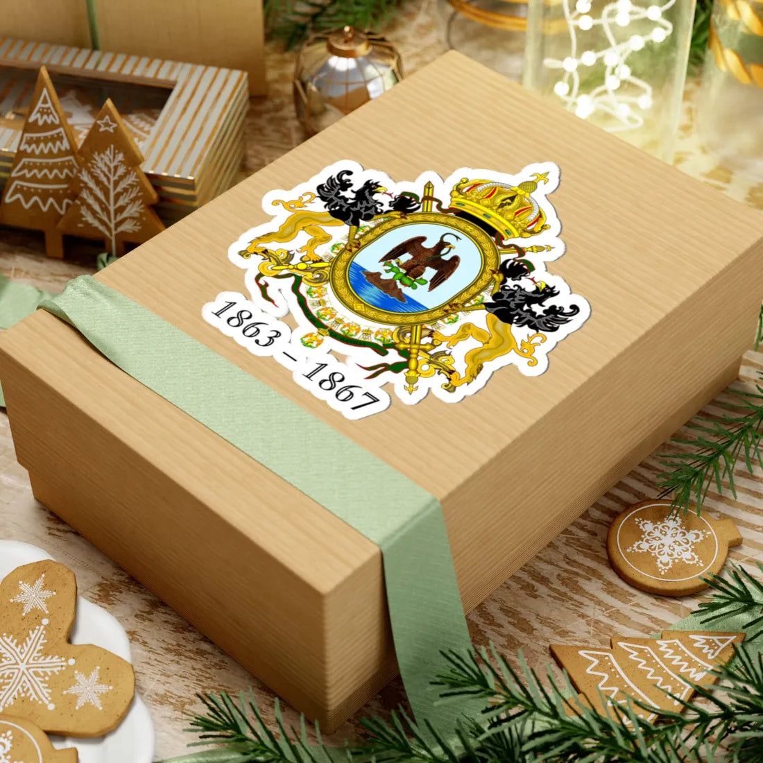 Escudo del Imperio 1863 a 1867 (Mexico) (Coat of Arms) STICKER Vinyl Kiss-Cut Decal - The Sticker Space