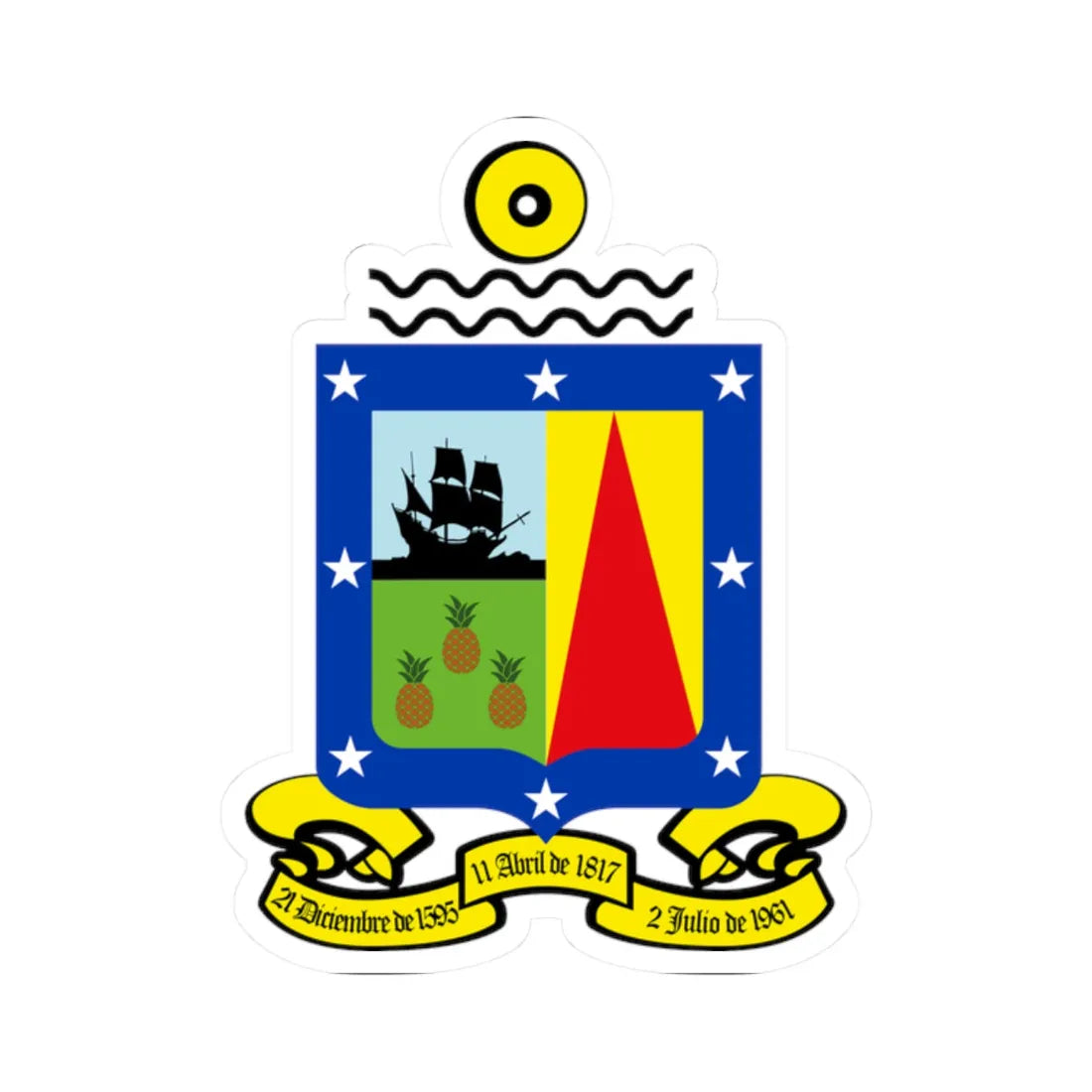 Escudo del Municipio Caroní (Venezuela) (Coat of Arms) STICKER Vinyl Kiss-Cut Decal 2 Inch White - The Sticker Space