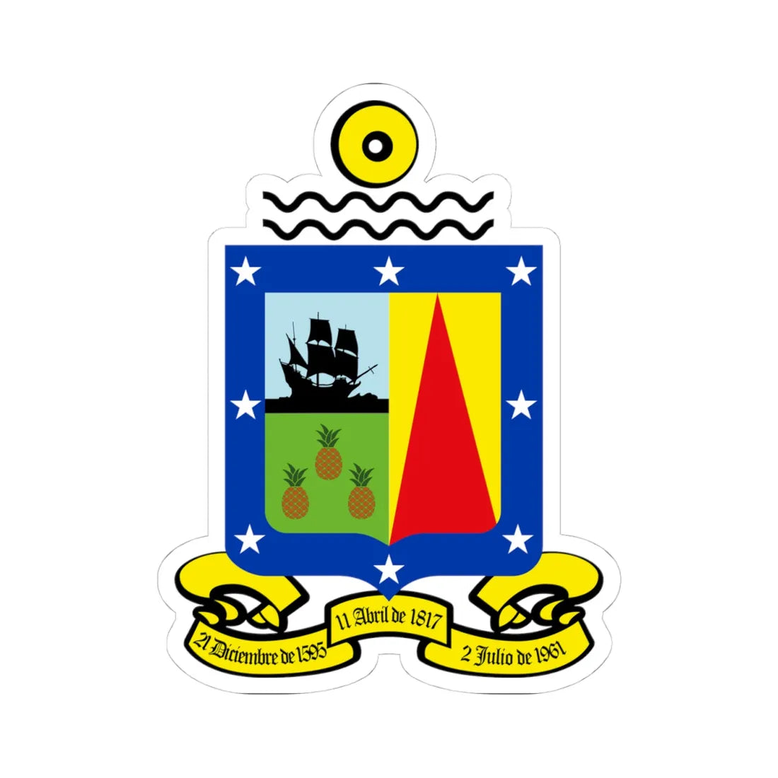 Escudo del Municipio Caroní (Venezuela) (Coat of Arms) STICKER Vinyl Kiss-Cut Decal 4 Inch White - The Sticker Space
