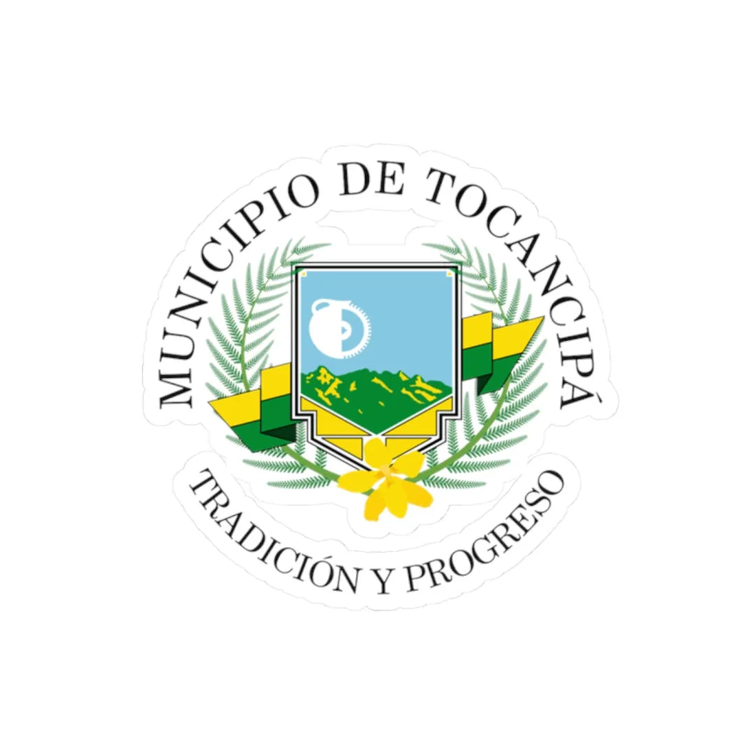 Escudo del Municipio de Tocancipá (Colombia) (Coat of Arms) STICKER Vinyl Kiss-Cut Decal 2 Inch White - The Sticker Space