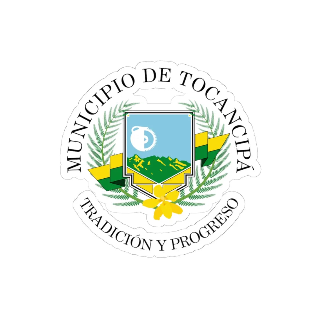 Escudo del Municipio de Tocancipá (Colombia) (Coat of Arms) STICKER Vinyl Kiss-Cut Decal 4 Inch White - The Sticker Space