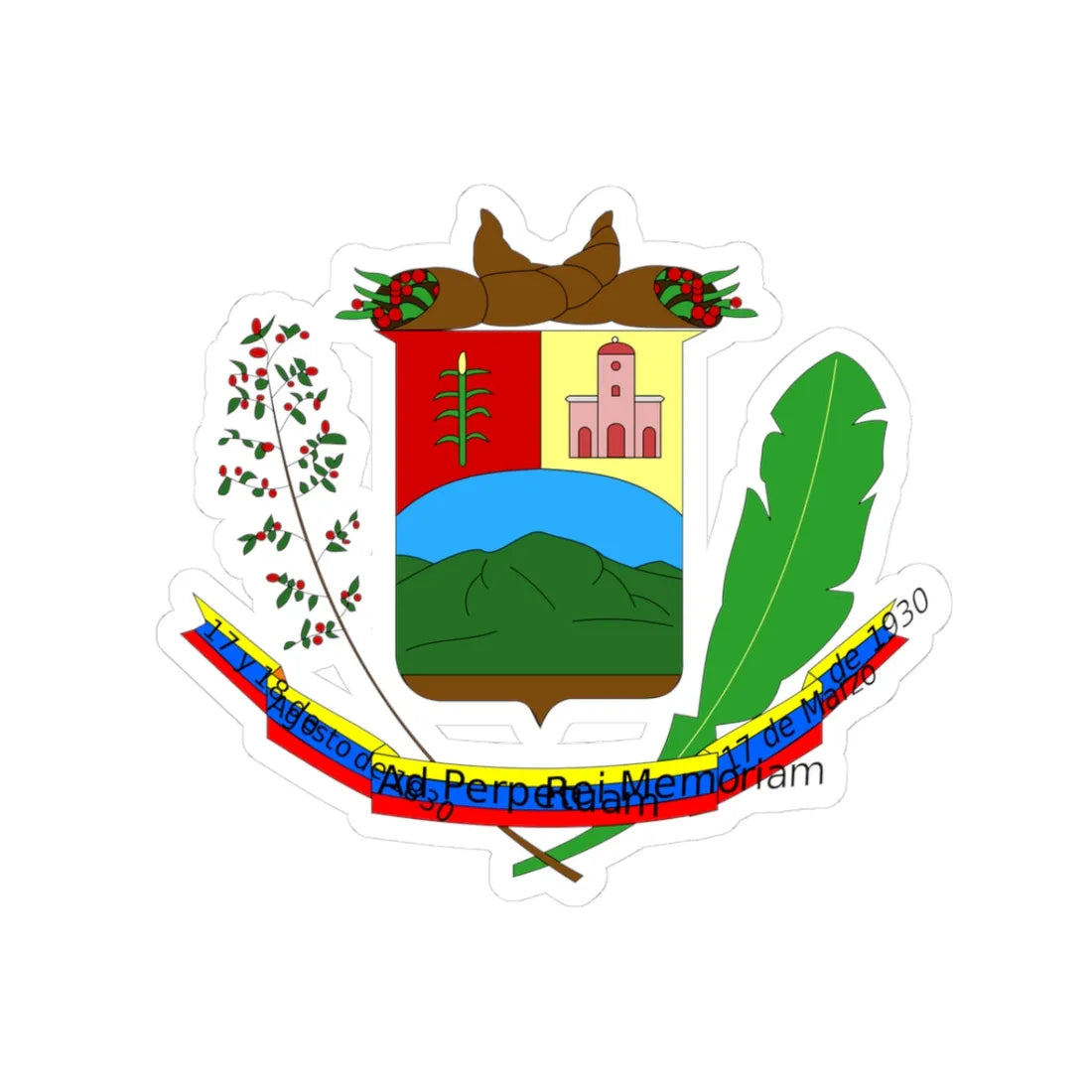 Escudo del Municipio Justo Briceño (Venezuela) (Coat of Arms) STICKER Vinyl Kiss-Cut Decal - The Sticker Space