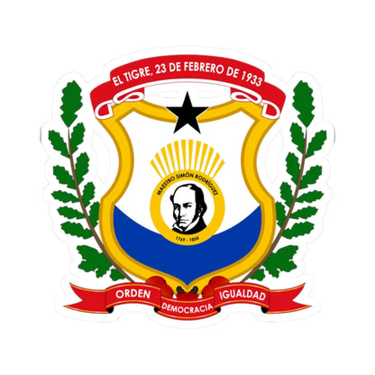 Escudo del Municipio Simón Rodríguez (Venezuela) (Coat of Arms) STICKER Vinyl Kiss-Cut Decal 2 Inch White - The Sticker Space