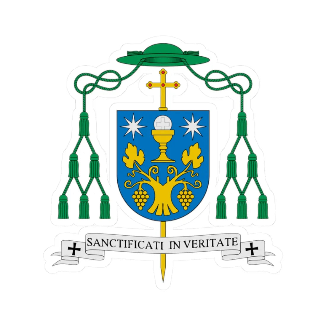 Escudo del obispo Alfonso Carrasco (Spain) (Coat of Arms) STICKER Vinyl Kiss-Cut Decal 2 Inch White - The Sticker Space