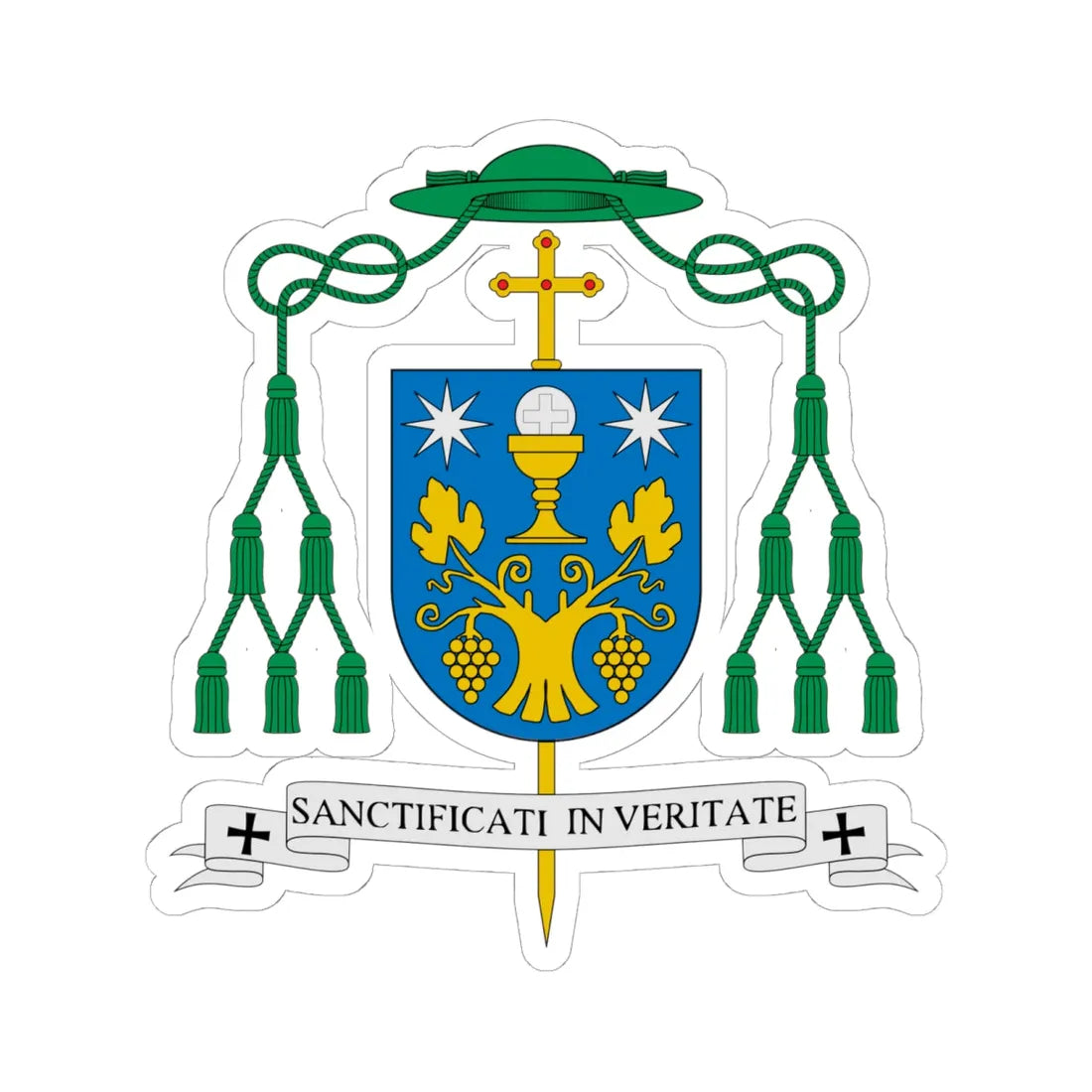 Escudo del obispo Alfonso Carrasco (Spain) (Coat of Arms) STICKER Vinyl Kiss-Cut Decal 6 Inch White - The Sticker Space