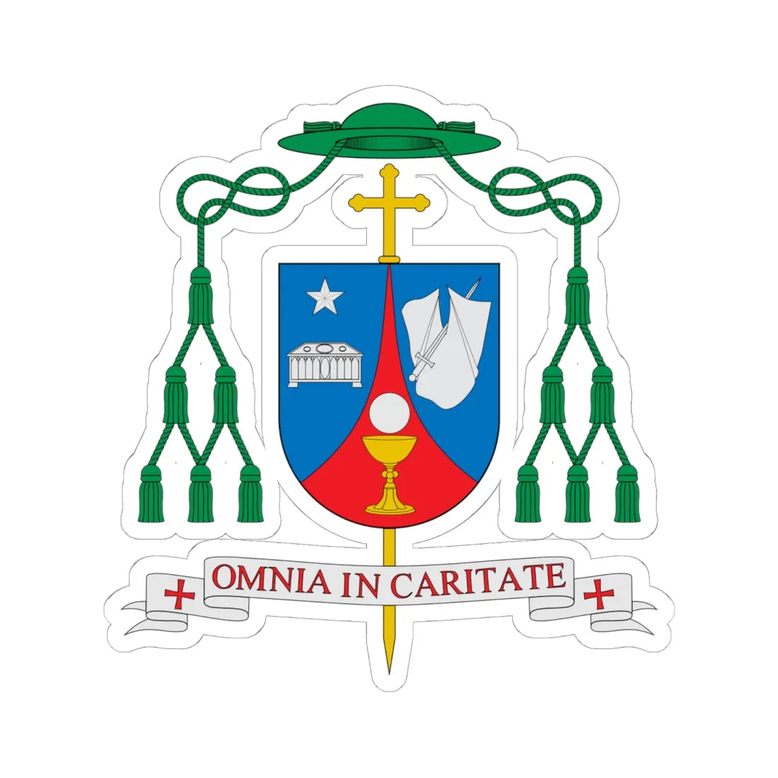 Escudo del obispo Leonardo Lemos (Spain) (Coat of Arms) STICKER Vinyl Kiss-Cut Decal 6 Inch White - The Sticker Space