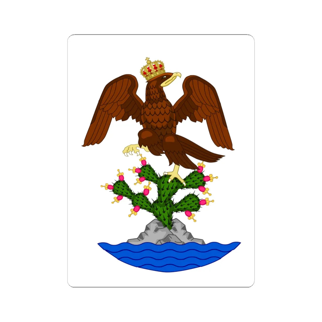 Escudo del Primer Imperio Mexicano cropped (Mexico) (Coat of Arms) STICKER Vinyl Kiss-Cut Decal 4 Inch White - The Sticker Space