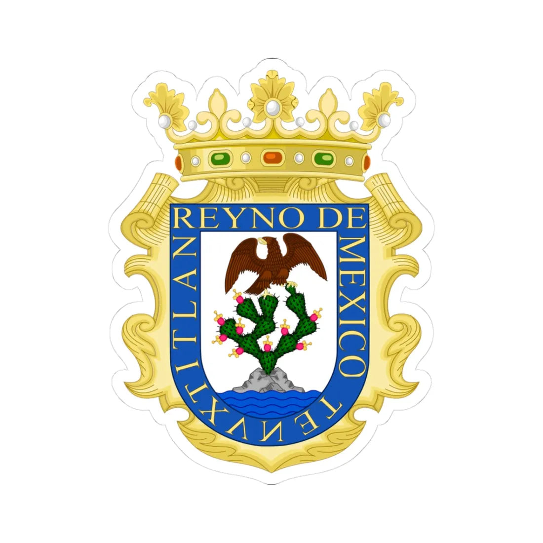 Escudo del Reino de México (Mexico) (Coat of Arms) STICKER Vinyl Kiss-Cut Decal 3 Inch White - The Sticker Space
