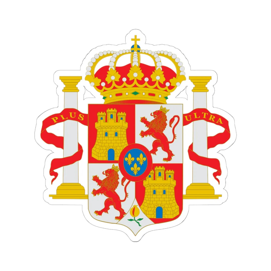 Escudo del rey de España abreviado antes de 1868 (Spain) (Coat of Arms) STICKER Vinyl Kiss-Cut Decal 6 Inch White - The Sticker Space