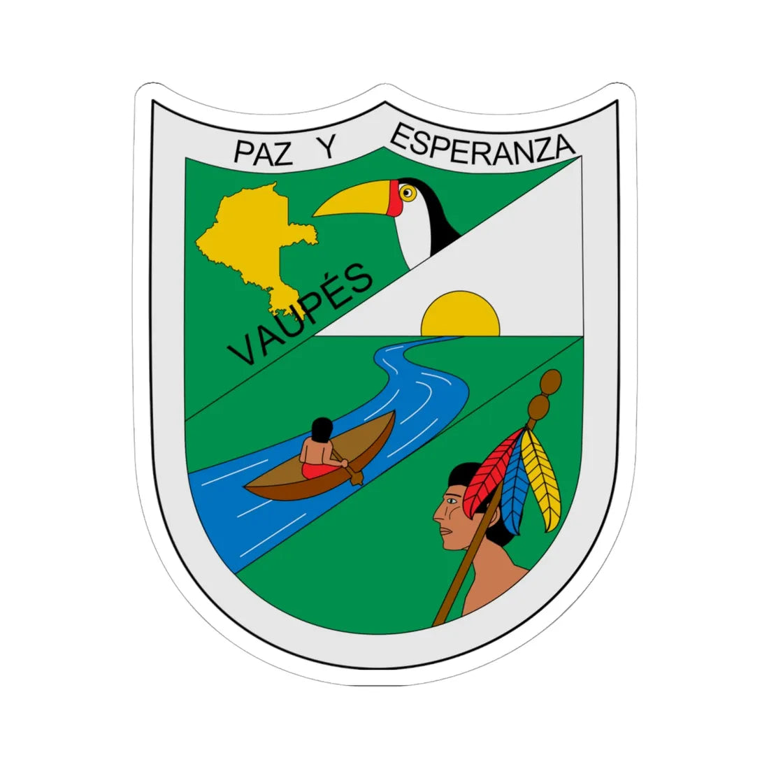 Escudo del Vaupés (Colombia) (Coat of Arms) STICKER Vinyl Kiss-Cut Decal 6 Inch White - The Sticker Space