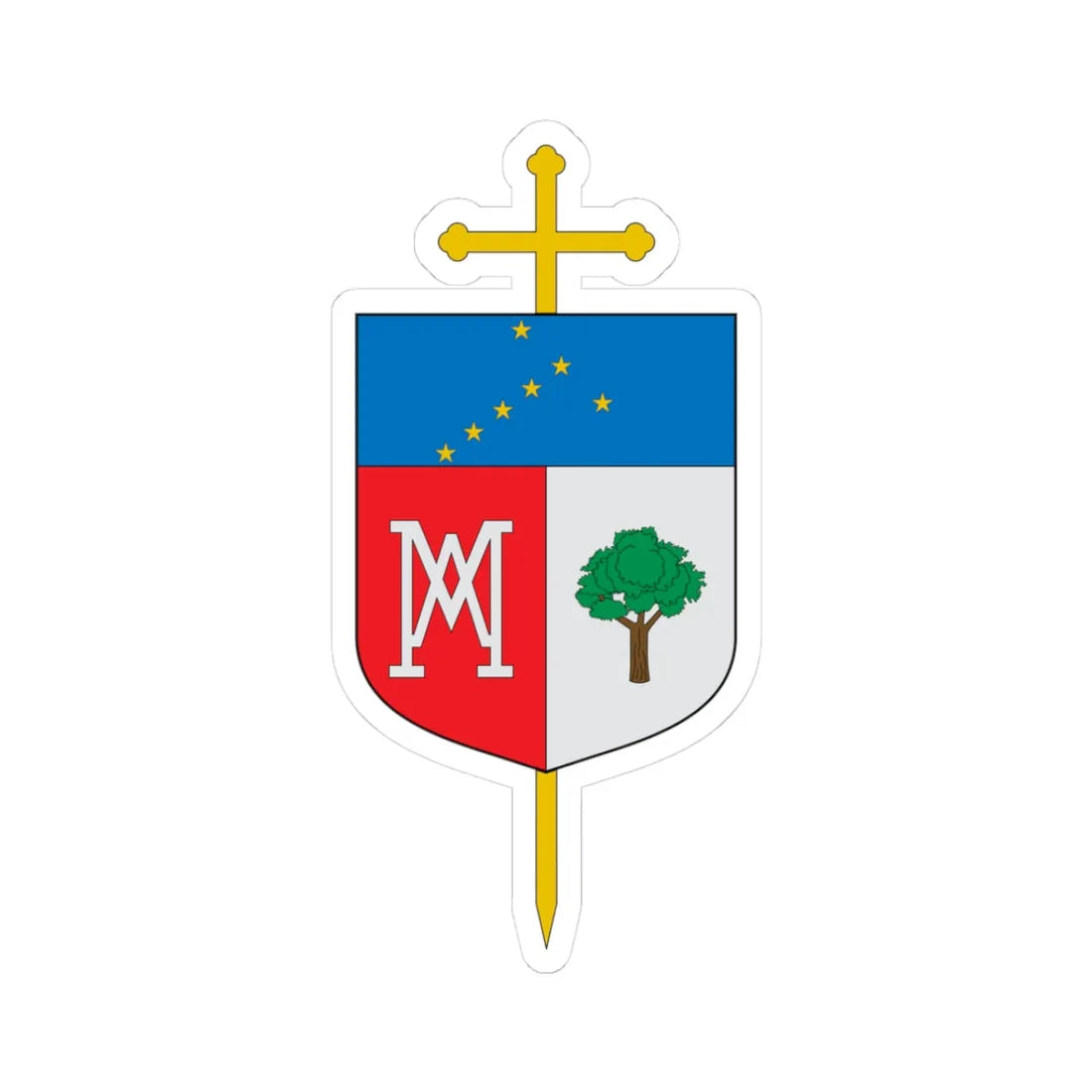 Escudo del Vicariato Apostólico de Mitú (Colombia) (Coat of Arms) STICKER Vinyl Kiss-Cut Decal 3 Inch White - The Sticker Space